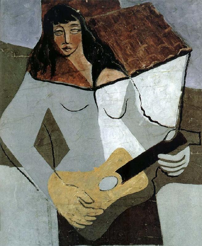 Juan Gris The fem playing guitar Spain oil painting art